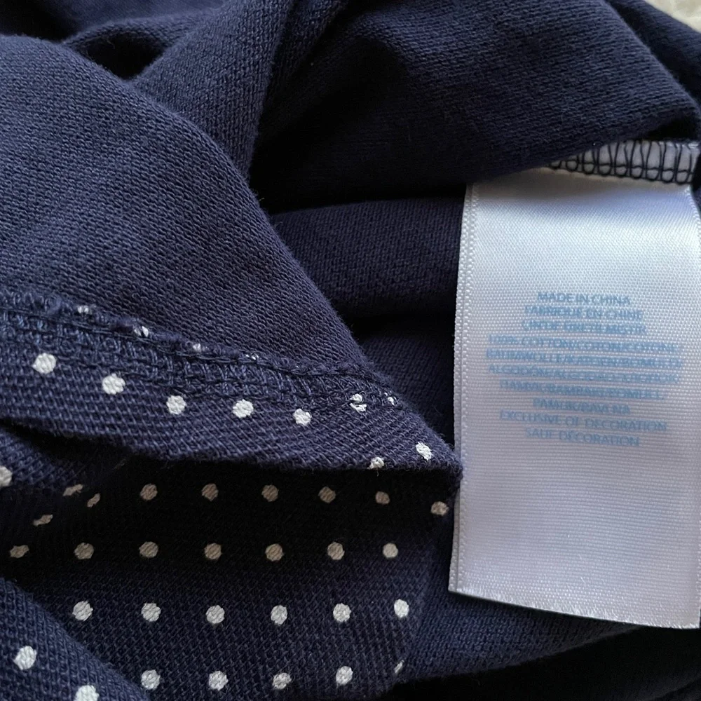 RALPH LAUREN DRESS 12 MONTHS NAVY BLUE TRENDY POLKA DOTS